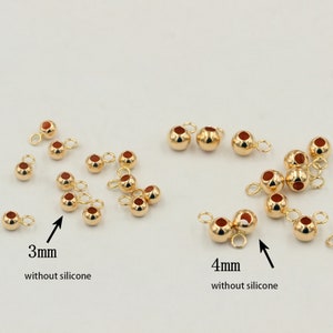14K Gold Filled Bail Stopper Beads, Silicone Bead w/ Closed Bail, Gold Filled Silicone Bead, Necklace Bracelet Bead w/ Closed Jump Ring