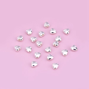 Sterling Silver Heart Beads, Love Bead, Valentine Bead, Romantic Bead, Friendship Bead, Bracelet Spacer, Sweetheart Bead, Amour Bead