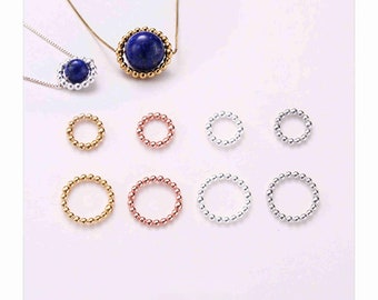 50pcs Sterling Silver Twist Bead Frames Fits for 6mm 10mm Round Beads, s925 Silver Twist Round Bead Frames, Bracelet Necklace Bead Frames