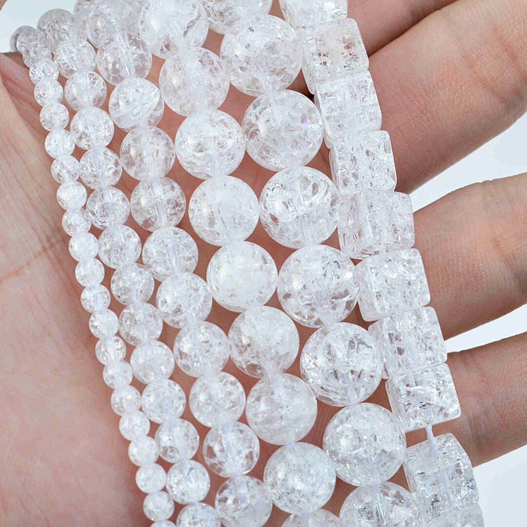 White Healing Crystal Beads, Natural White Crystal for Jewelry Making