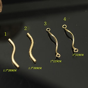 14K Gold Filled Beads, Gold Filled S Shape Curve Tube Bead, Noodle Tube Connector Bead, Plain Smooth Textured Tube Bead 17.5mm 20mm 22mm