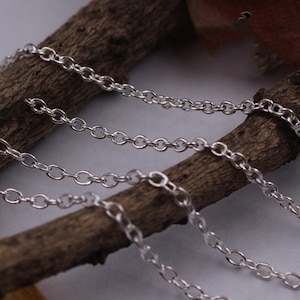 Sterling Silver Cable Chain, s925 Silver Cable Chain For Jewelry Making Supplies, Unfinished Cable Chain for Necklace Bracelet