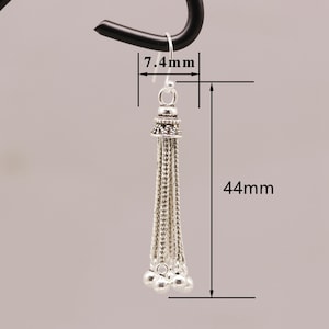 Sterling Silver Tassel Charm, s925 Silver Chain Tassel Charm For Jewelry Making Supplies, Bracelet Tassel Charm, Necklace Tassel Charm