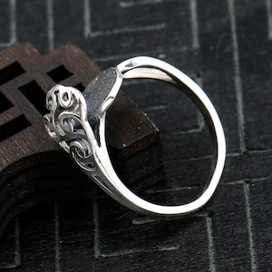 Sterling Silver Ring Setting, s925 Silver Oval Round Bezel Cup Setting, Sterling Silver Ring Blanks, Adjustable Ring Blanks 9*11mm