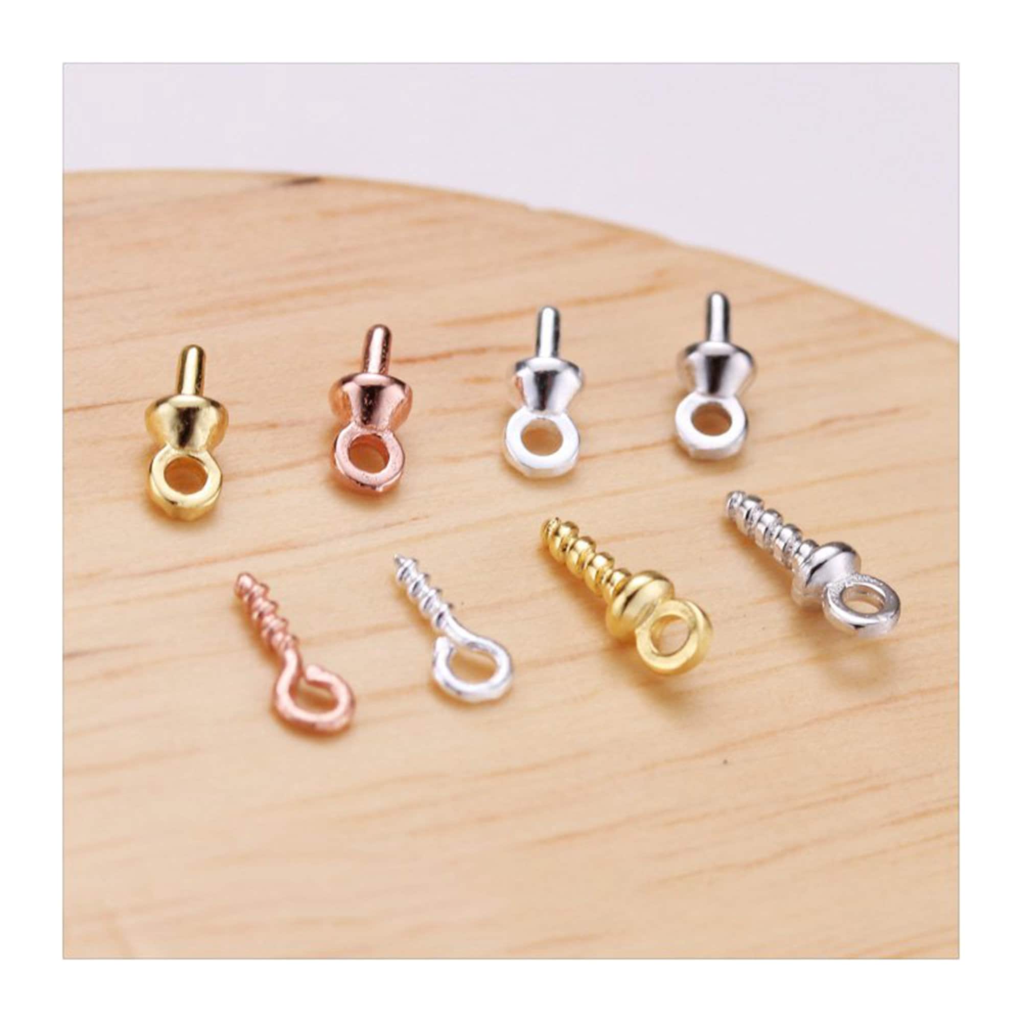 Rose Gold Screw Eyelet, 80pcs Mini Eye Hooks, 12mm Screw Studs