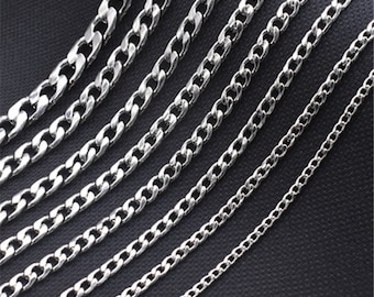 39"Stainless Steel Curb Chain,304 Stainless Steel Curb Chain For Jewelry Making Supplies,Unfinished Curb Chain for Necklace Bracelet Bag DIY