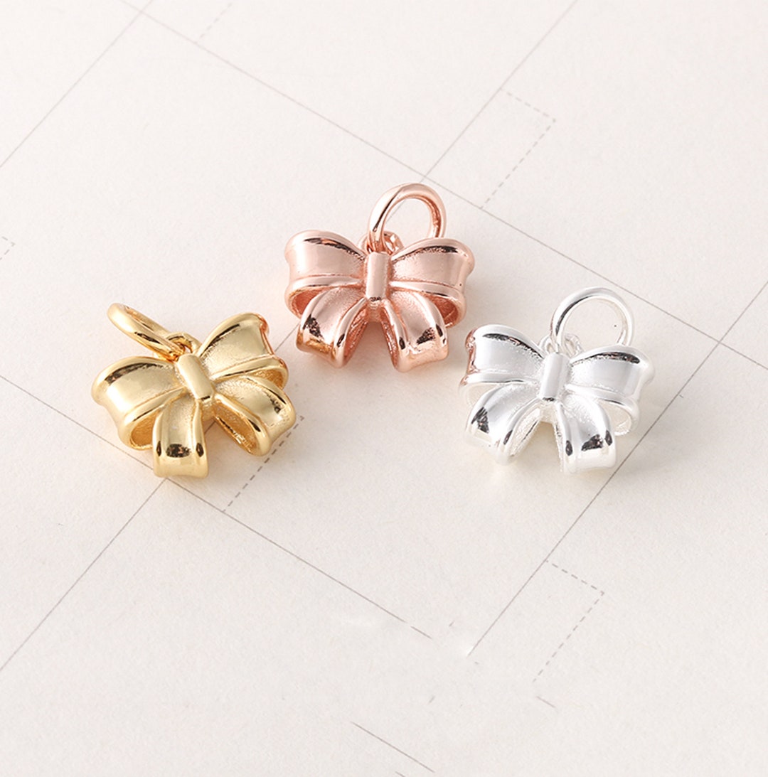 KKJOY Dainty Bow Necklace - Stainless Steel Silver Plated, Ribbon Bow Pendant, 45+5cm Chain