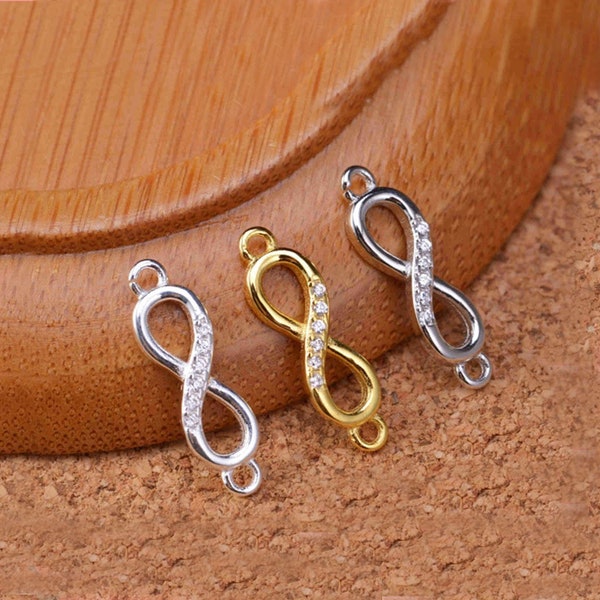 Sterling Silver Infinity Links, s925 Silver Infinity Connector Charms For Jewelry Making Supplies, Bracelet Infinity Charms