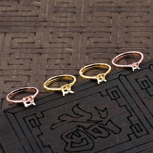 Sterling Silver Ring Setting, s925 Silver Prong Claw Bezel Cup Setting, Sterling Silver Ring Blanks, Adjustable Ring Blanks 4.5-7.5mm