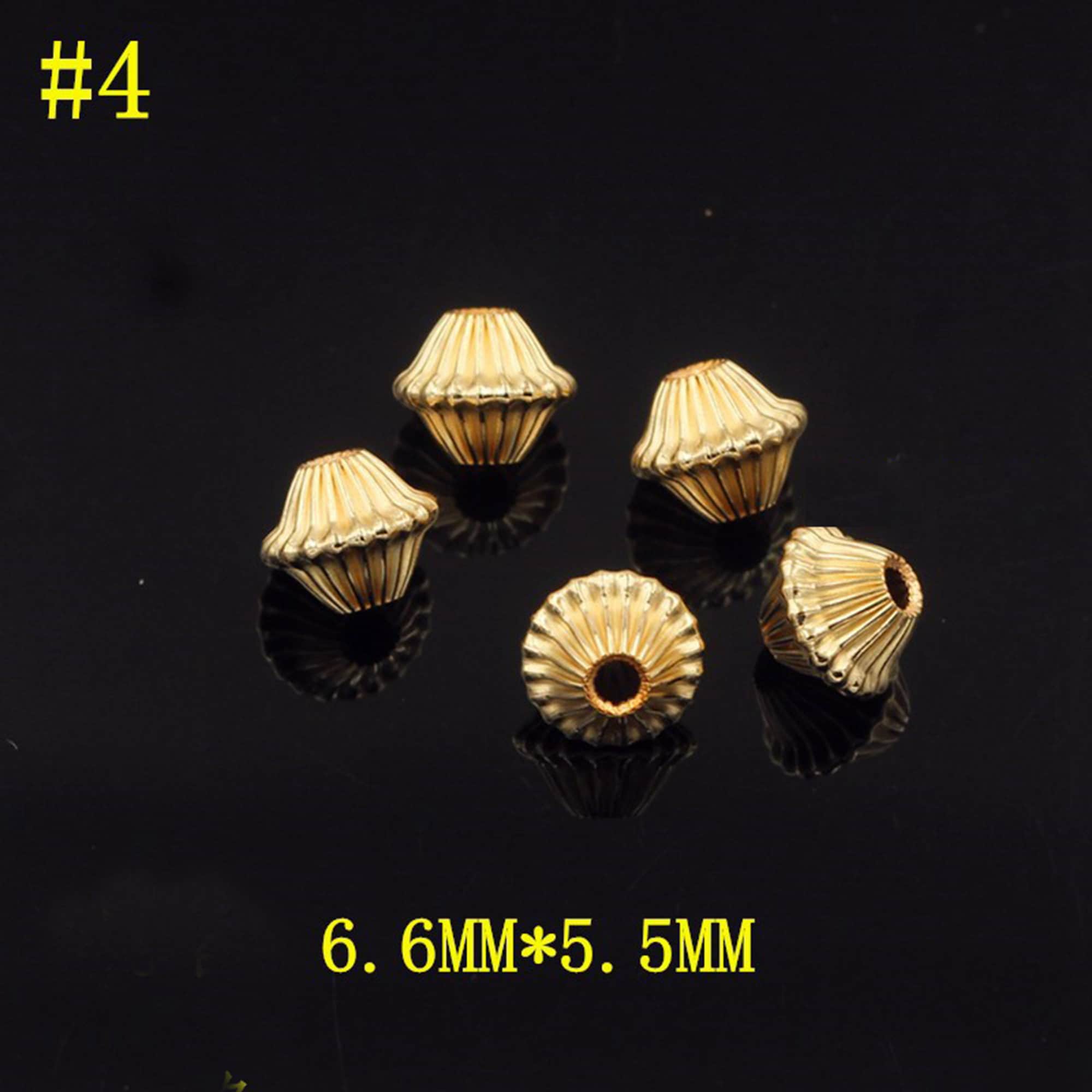 14k Solid Gold Body Jewelry 100Pcs 14K Yellow Gold Filled Corrugated Beads – For Hypoallergenic Jewelry Making GEM-inside Craft Beads For Stringing - Foto 9