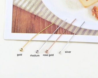 10pcs Sterling Silver Pins Headpins, s925 Silver Ball Head Pins for Jewelry Making Supplies, Silver Needles,Wire Thick 0.5mm 20/30/40mm