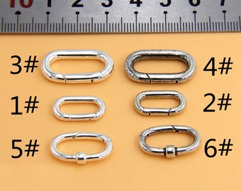 Sterling Silver Oval Clasp, Spring Gate Clasp, Silver Hinged Ring Push Clasp, Hinged Clasp, Connector Clasps, Necklace Clasps 17mm 20mm 24mm