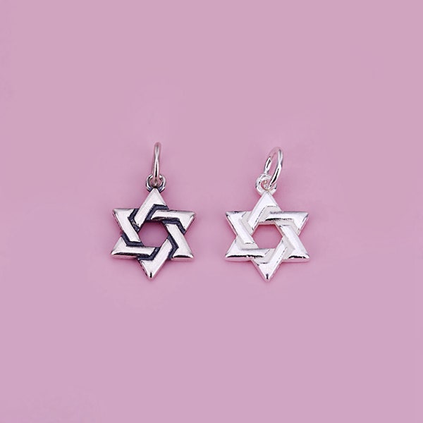 Sterling Silver Star of David Charm Pendant, Hexagram Bracelet, Star of Unity Necklace, Talisman Earring, Power Jewelry, Protection Charm