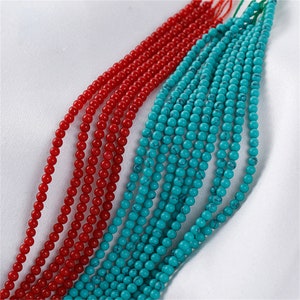 Natural Turquoise Round Beads Full Strands, Genuine Natural Ball Bead, Bracelet Beads, Turquoise Gemstone Bead, Loose Gem Beads 2mm