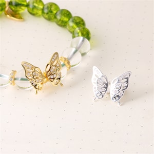 Sterling Silver Butterfly Beads, Winged Bead, Insect Bead, Garden Bead, Nature Bead, Bracelet Spacer,Animal Bead,Fluttering Bead,Summer Bead