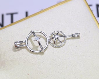 Sterling Silver Planet Pendant Setting, S925 Silver Pearl Cage Pendant Pearl or Gemstone Bead, CZ Planet Cage Pendant 7mm 8mm