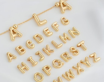 14K ゴールドメッキ文字ビーズ、アルファベットビーズ、イニシャル