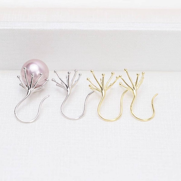 Sterling Silver Earring Settings, Silver Claw Hook Earrings, Earring Blanks Tray, Top Drilled Pearl Beads, Peg Mountings, Earring Component