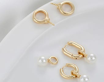 14K Gold Plated Peg Bail Caps, Screw Eye Pin,Bead Cap, Pearl Cup and Peg For Half Drilled Beads, Charm pendant Bail, Pearl Jewelry Findings