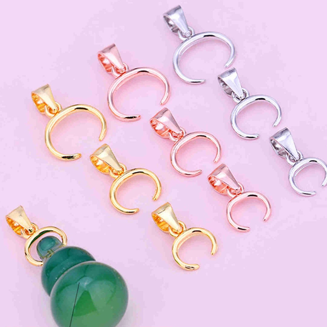 Sterling Silver Pinch Bails, S925 Silver Charm Pinch Bail for Jewelry