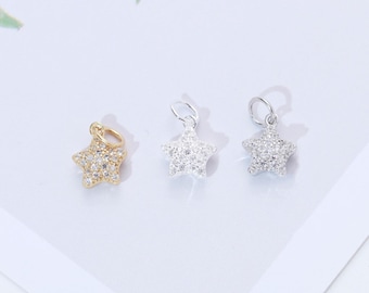 Sterling Silver Star Charm, s925 Silver Star Charm For Jewelry Making Supplies, Bracelet Charm, Zircon Charm