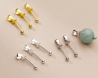 Sterling Silver Cup and Peg with Ball Bead End, s925 Silver Pearl Cup and Peg For Jewelry Making Supplies,  Pearl Bail Pin Pendants