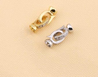 Sterling Silver Cord End Cap, s925 Silver Leather Cord End Cap, Cord End Cap with Hook Clasp, Cord End Cap Connector for Bracelet Necklace
