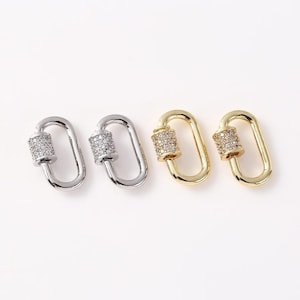 Sterling Silver CZ Rectangle Screw Clasps, 925 Silver Oval Screw Clasps, Screw Connectors, Rectangle Clasps, Necklace Clasps, Bracelet Clasp