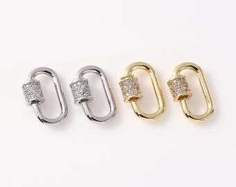 Rektangulära skruvspännen i sterlingsilver med CZ-detaljer, ovala skruvspännen i 925 silver, skruvkopplingar, rektangulära spännen, halsbandsspännen, armbandsspänne