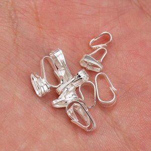 Sterling Silver Locket Bails, s925 Silver Locket Bails For Jewelry Making Supplies, Pendant Charm Bails, Bulk Bails 6mm 8mm 10mm