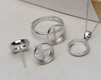 Sterling Silver Solitaire Earring Settings, s925 Silver Round Post Earring, Post Earring Blank, Earring Stud, Round Bezel Cup 10mm 11mm 12mm