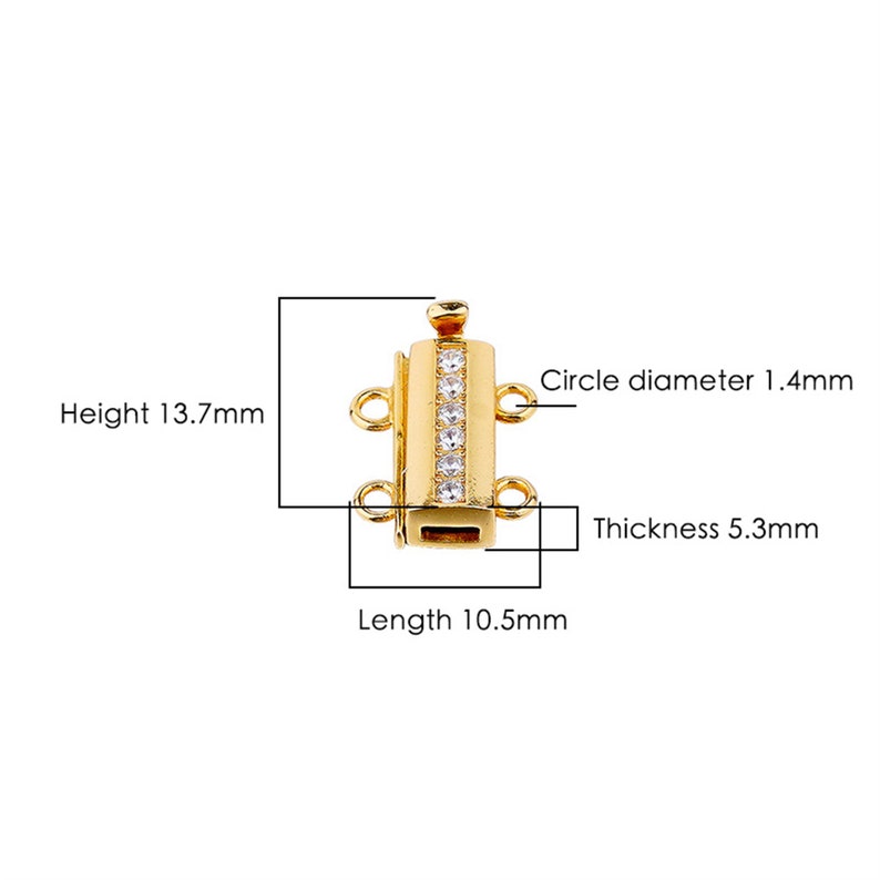 Sterling Silber CZ Tube Verschluss, 925 Silber Tube Verschluss mit 3 Strängen, Silber Perle Verschluss, Push-in-Verschluss, Schiebeverschluss, Stab Verschluss,Rohrverschluss Bild 7