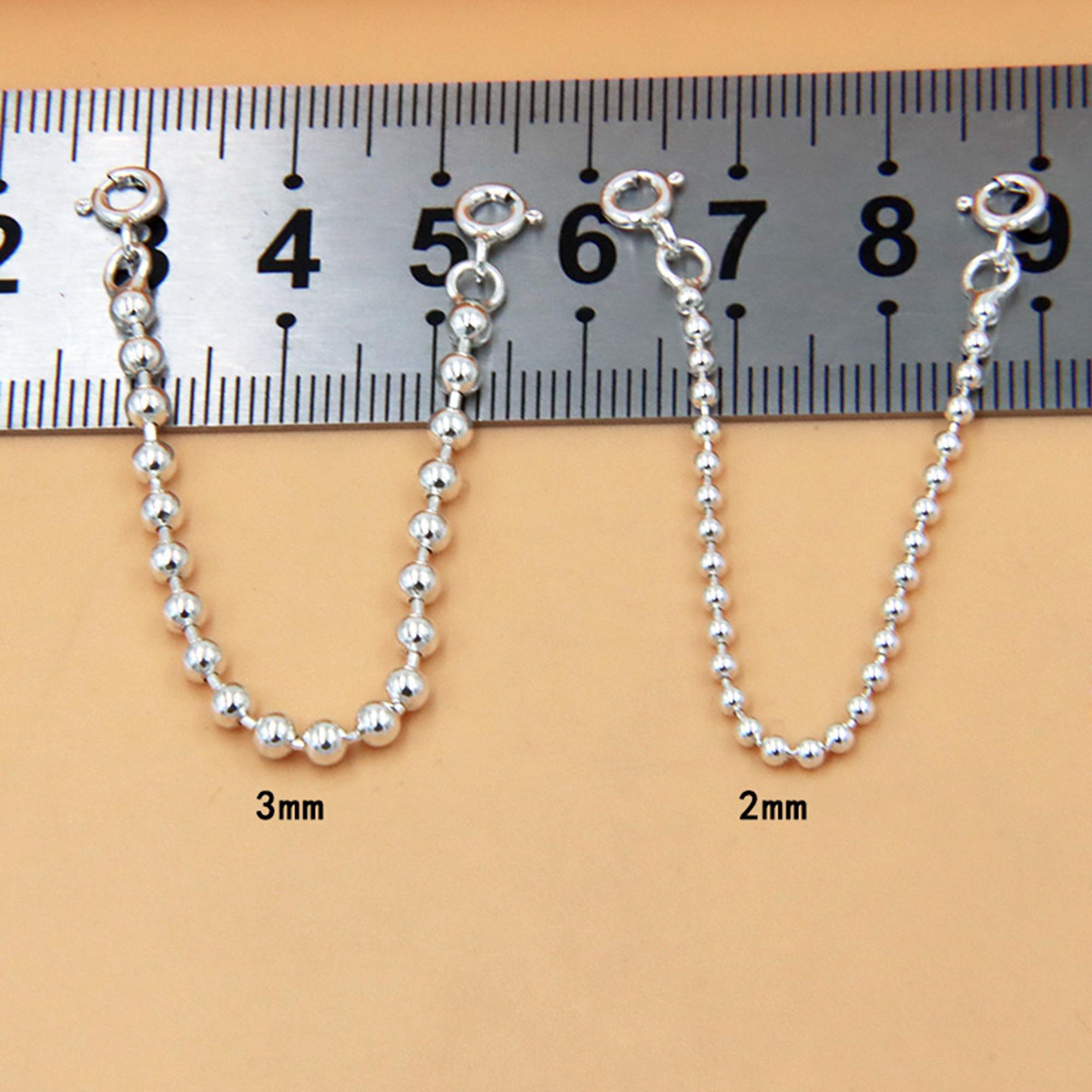 3pcs Sterling Silver Ball Chain Extensions W/spring Clasp, S925 Ball ...