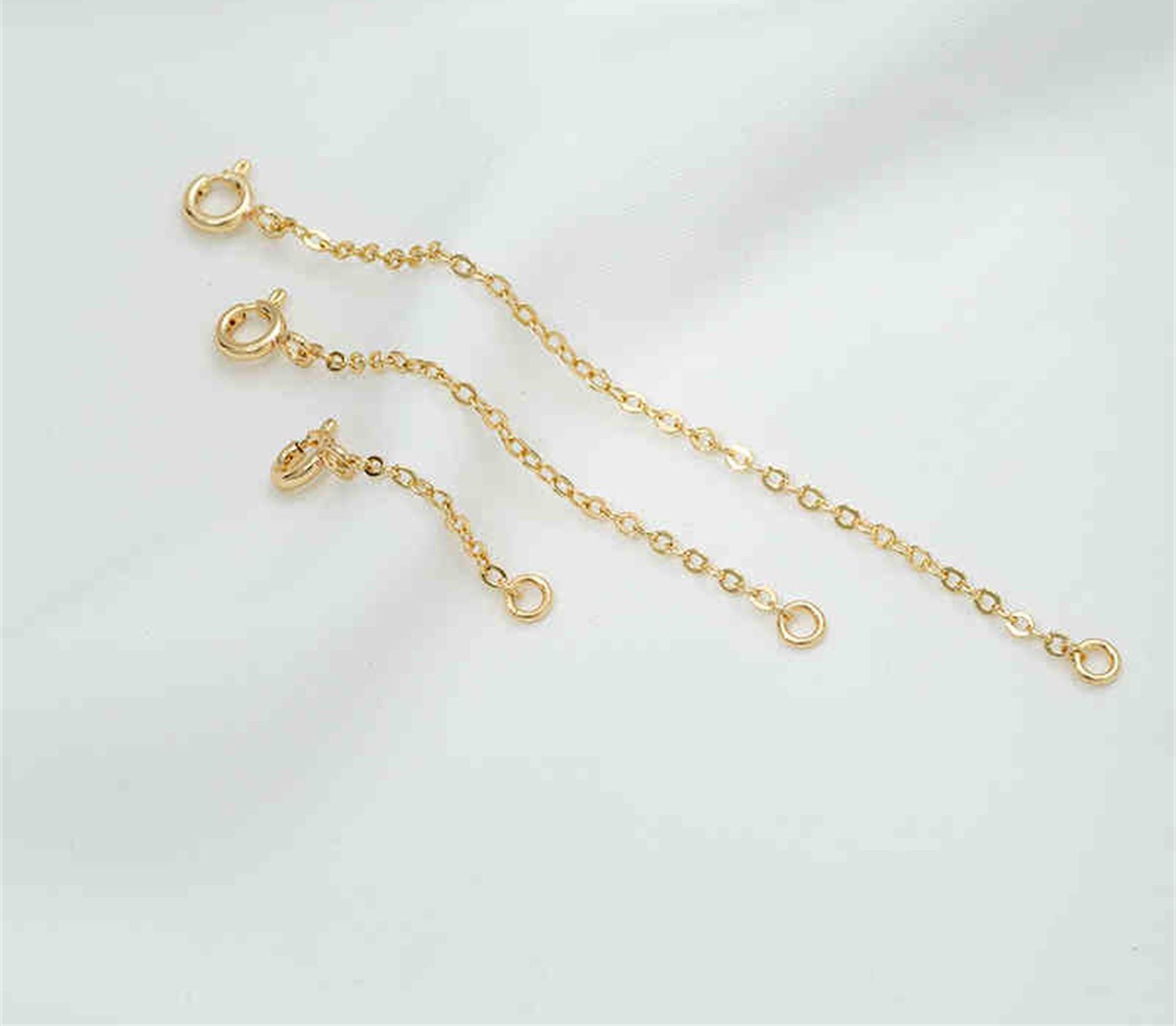 Gold Extension Spring 5pcs 14K Gold Plated Cable Chain Extensions W/spring Clasp, Gold Tone ...