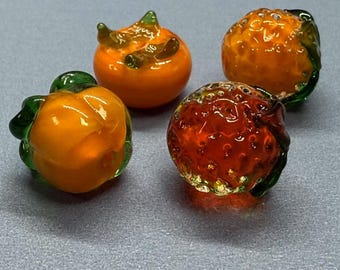 Crystal Glass Orange Beads, Glaze Persimmon Bead, Fruit Bead, Fodd Bead, Sweet Bead, Loose Beads, Bracelet Bead, Necklace Beads