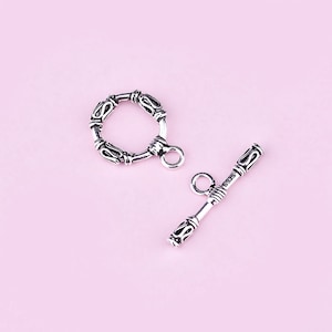 Sterling Silver Toggle Clasp, s925 Silver Round Toggle Clasps Set For Jewelry Making Supplies, Bracelet Clasps,Necklace Clasps