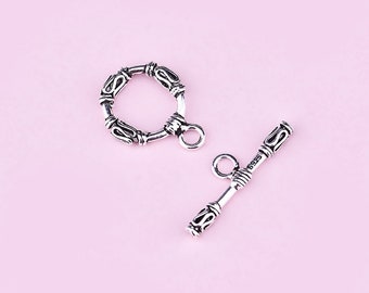 Chiusura a levetta in argento sterling, set di chiusure a levetta rotonde in argento 925 per la creazione di gioielli, chiusure per bracciali, chiusure per collane