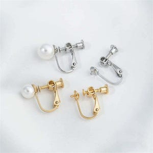 14K Gold Plated Screwback Clip on Earring, Screw in Clip Non-pierced Earring, Clip Earring Converter, Half Drilled Pearl Mounts, Ear Cuff