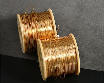 Filo semiduro placcato oro da 2 metri, filo tondo color oro, filo per modelli, filo per avvolgimento, filo per perline 0,5 mm 0,6 mm 0,8 mm 1 mm (calibro 24 22 20 18)