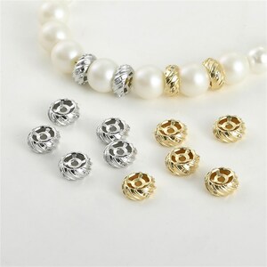 14K Gold Plated CZ Pony Beads, Wheel Bead, Flat Round Bead, Spiral Bead, Swirl Bead, Twist Bead, Bracelet Spacer, Doughnut Bead 7.7*3.1mm
