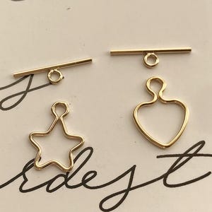 14K Gold Filled Heart/ Star/ Circle Toggle Clasp, Gold Filled Plain Toggle Clasps Set For Jewelry Making, Bracelet Clasps, Necklace Clasps
