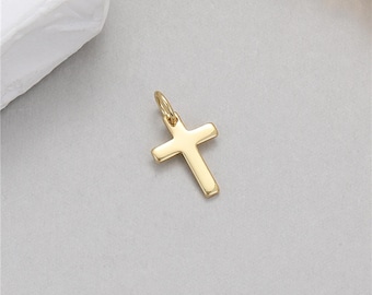 14K Gold Plated Cross Charm Pendant, Christian Bracelet, Faith Pendant, Catholic Earring,Jesus Cross Jewelry,Religious Charm,Statement Charm