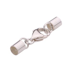 10sets Sterling Silver Cord End Cap, Silver Leather Cord End Cap w/ Lobster Clasp For Jewelry Making Supplies,Cord Cap for Bracelet Necklace