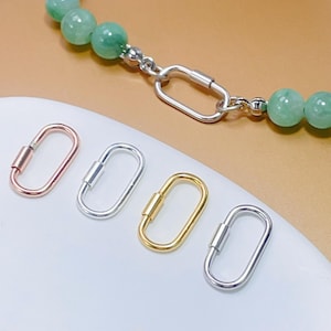 Sterling Silver Lobster Clasps, s925 Silver Rectangle Clasp, Silver Carabiner Clasp, Bracelet Clasp,Necklace Clasp,Plain Rectangle Clasp