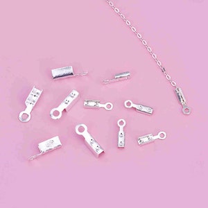 Sterling Silver Crimp End Tips Caps,s925 Silver Crimp Ends For Jewelry Making Supplies, Fold Over Cord End 4.5mm 5.5mm 6mm