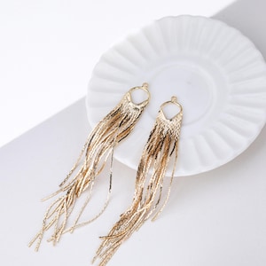 Gold Plated Tassel Charm Pendant, Chain Tassel Charm For Jewelry Making Supplies, Extender Chain, Earring Tassel Charm, Long Tassel 13*113mm