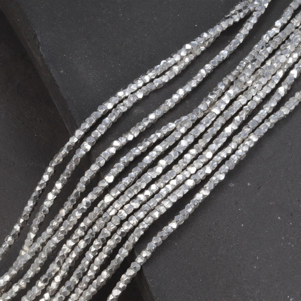 Karen Hill Tribe Silber Facettierte Perlen, Sterling Silber Perlen, Sterling Silber Facettierte Perle, Armband Glänzende Perle 1mm 2mm 3mm 4mm 6mm