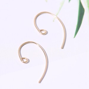 14K Gold Filled Bass Clef Ear Wires, 925 Silver Bass Clef Music Earring Wire, Earring Hook w/ Loop, Earring Component for Jewelry Findings