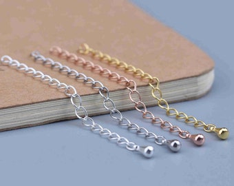 Sterling Silver Extension Chain, s925 Silver Extender Chain For Jewelry Making Supplies, Bracelet Extender Chain With Drop Rose Gold