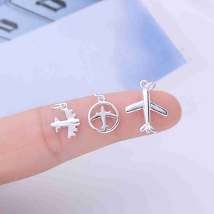 30pcs Sterling Silver Airplane Charm Pendant, Plane Jewelry, Airplane Charm, Aircraft Necklace Bulk, Aircraft Ear Post, Aircraft Bracelet